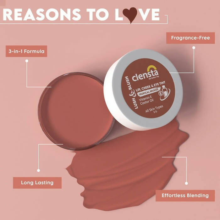 Clensta Lush & Blush Lip, Cheek & Eye Tint 05 Tropical Bronze - Distacart