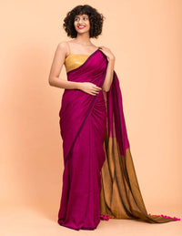 Thumbnail for Suta Pink Golden Colorblocked Saree - Distacart