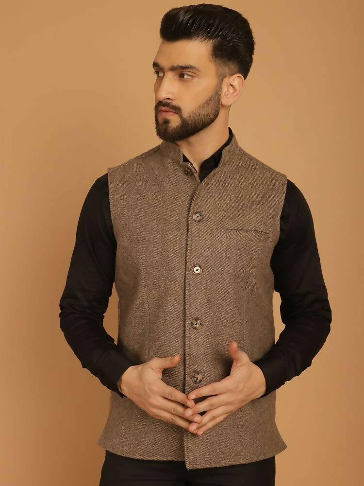 Even Apparels Pure Wool Nehru Jacket - Beige - Distacart