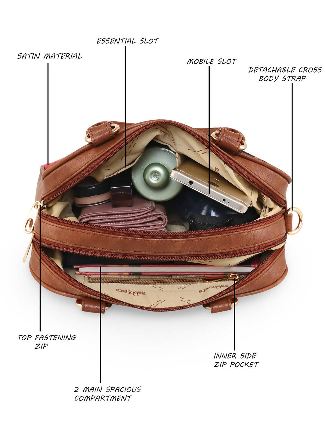 Sabhyata Paisley - Satin Handbag With Detachable Sling 2 - Distacart