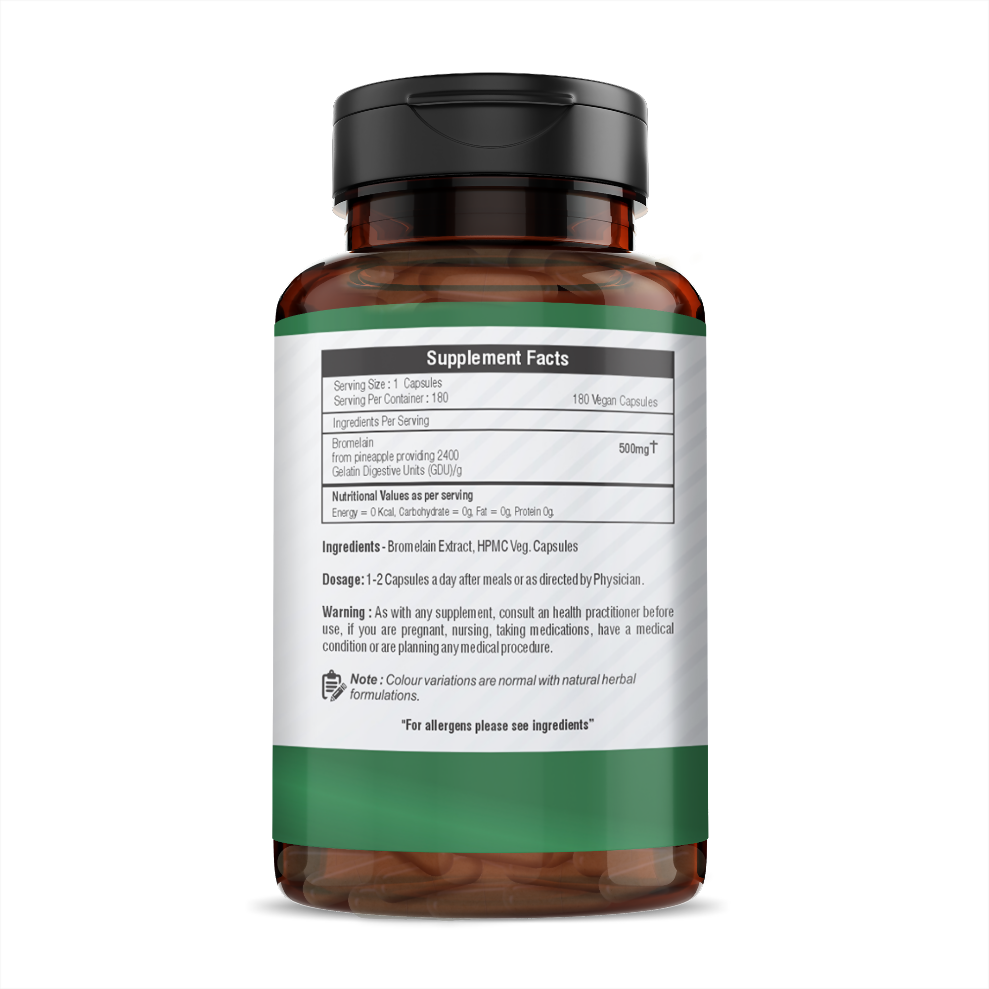H&C Herbal Bromelain Veg Capsules - Distacart