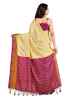 Thumbnail for Mimosa Women's Beige Mysore Silk Crepe Saree - Distacart