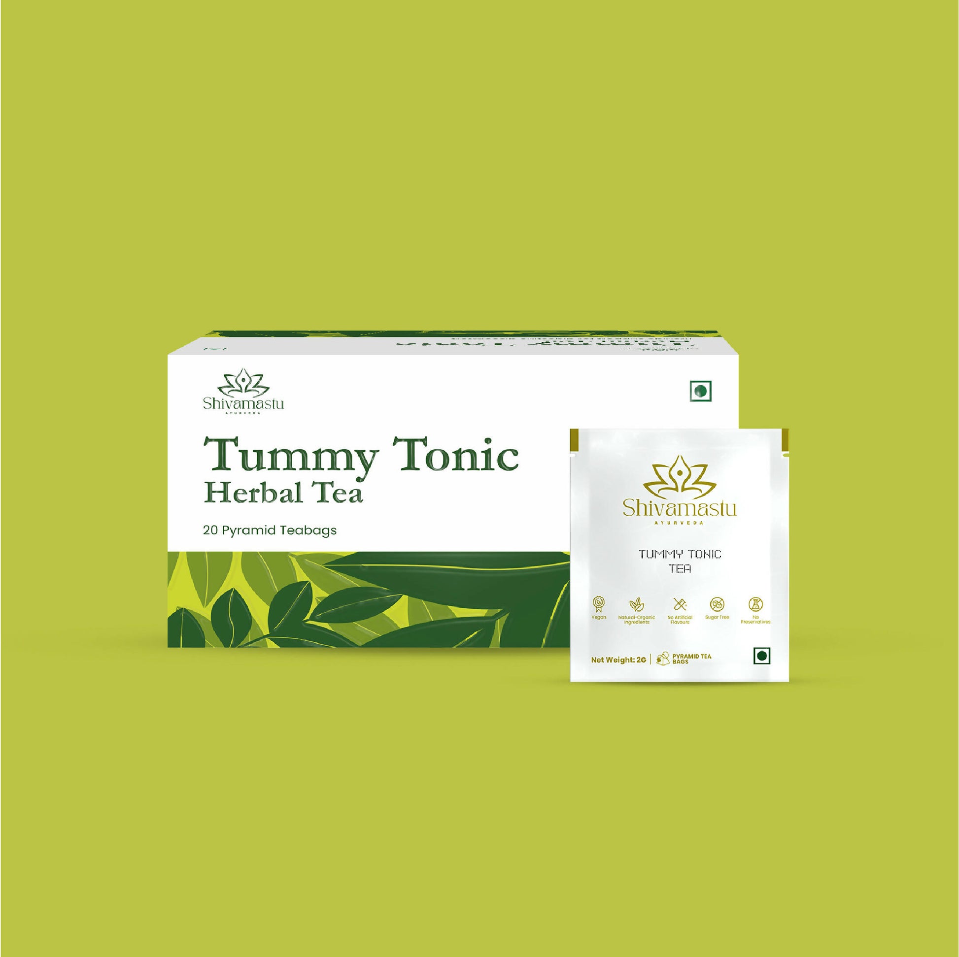 Shivamastu Ayurveda Tummy Tonic Herbal Tea - 20 Pyramid Teabags - Distacart