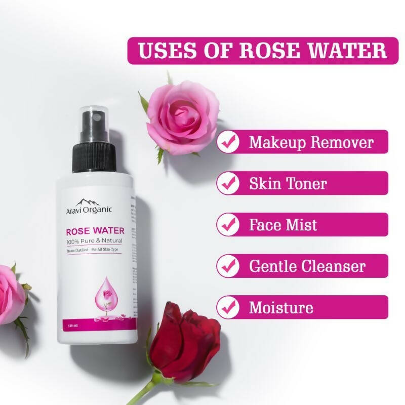 Aravi Organic 100% Steam Distilled Rose Water Face Toner Spray - Distacart