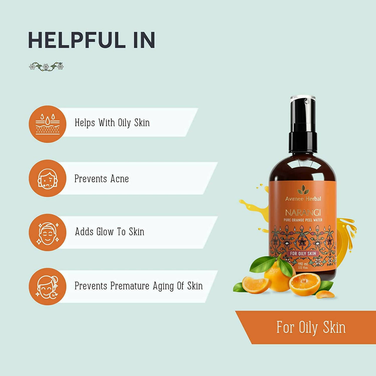Avimee Herbal Narangi Pure Orange Peel Water For Oily Skin - Distacart