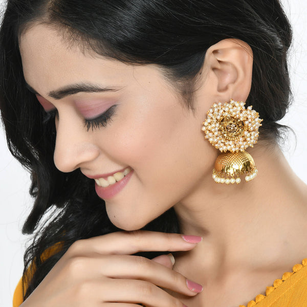 Mominos Fashion Johar Kamal Gold-Plated & Bead Party Wear Jhumka - Distacart