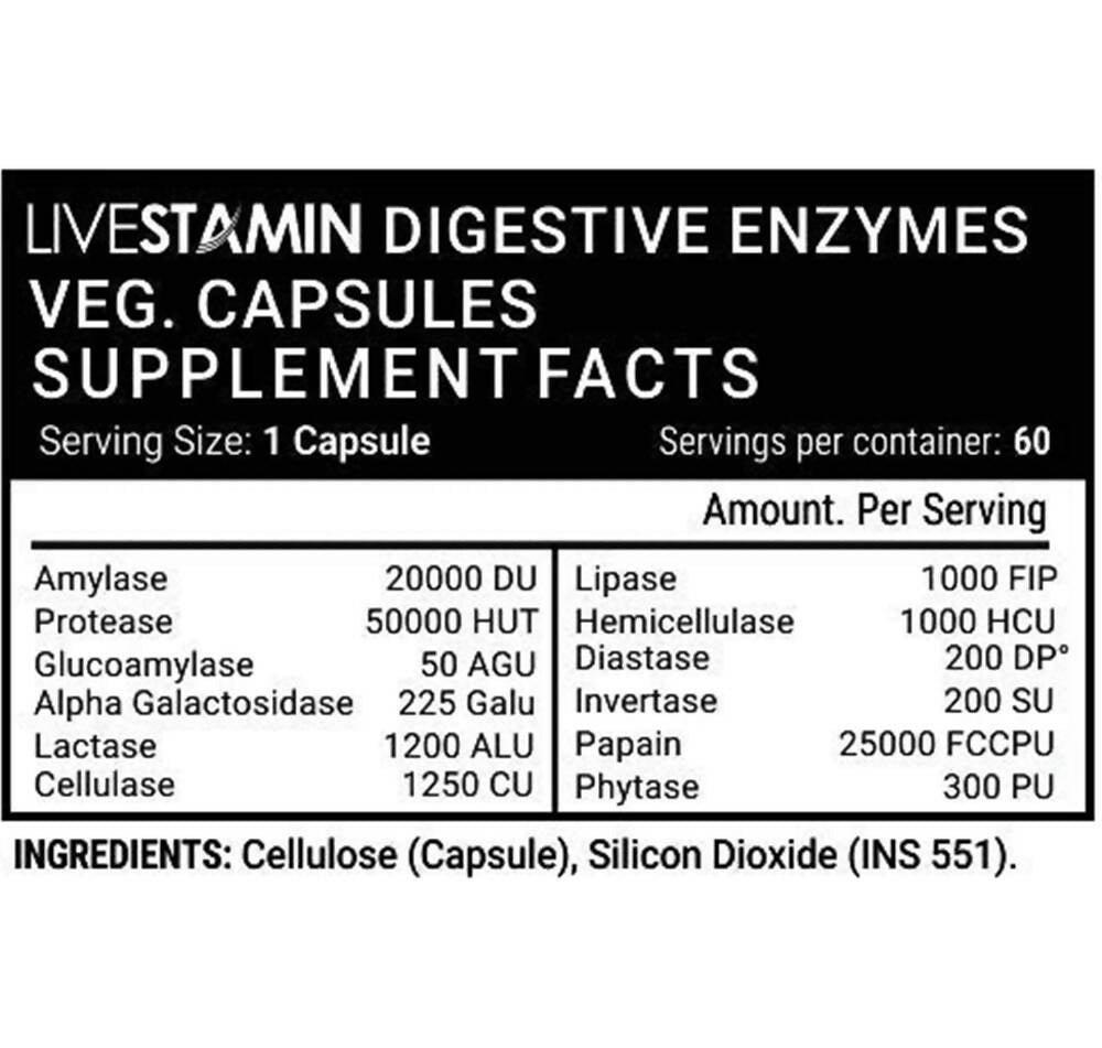Livestamin Digestive Enzymes Capsules - Distacart