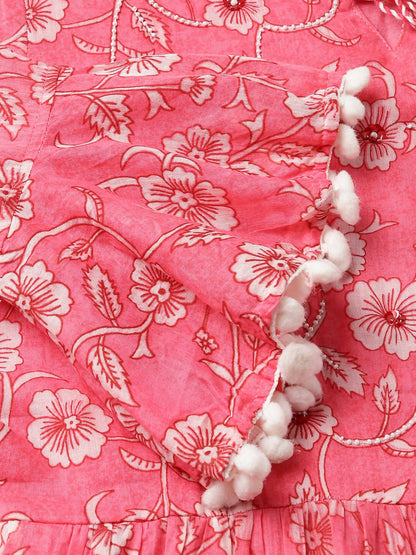 Pink Cotton Floral Printed Top - Himanshi - Distacart