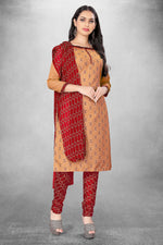 Thumbnail for Beige Cotton Printed Unstitched Dress Material - Amara - Distacart