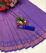 Thumbnail for DEIANA'S Beautiful Golden Jari with New Design Soft Lichi Silk Saree - Purple - Distacart