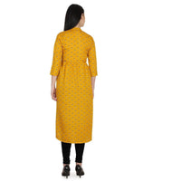 Thumbnail for Kanoor Women's Yellow A line Round neck kurti