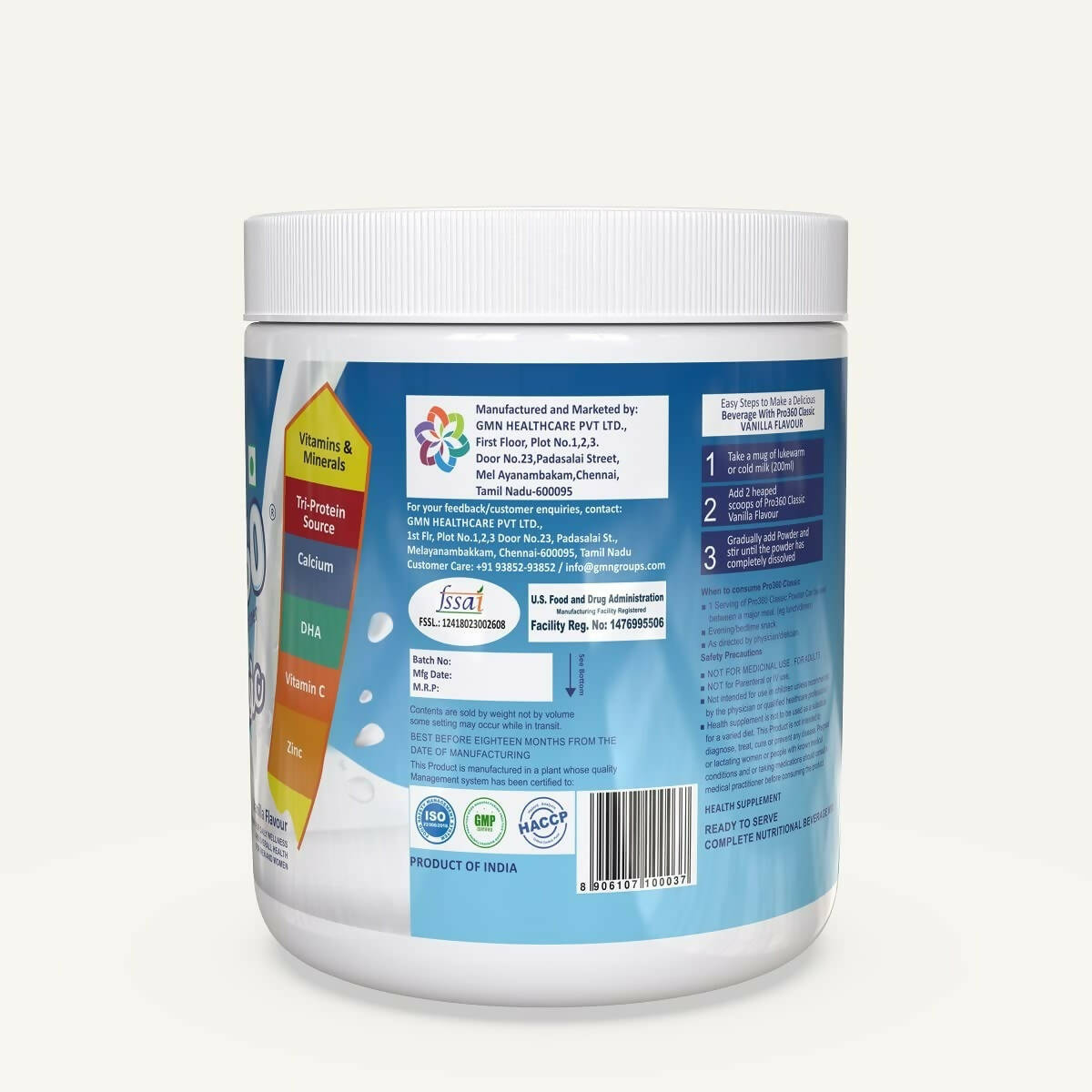 Pro360 Classic Daily Wellness Family Protein Health Drink Supplement Powder - Distacart