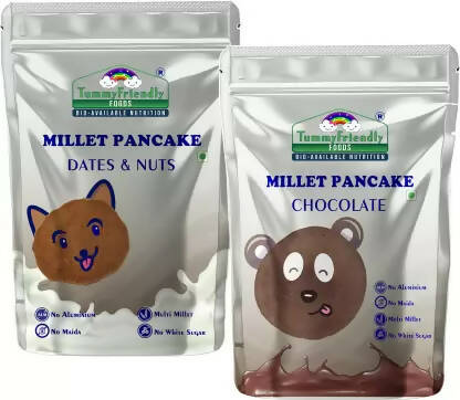 TummyFriendly Foods Millet Pancake Mix Combo - Chocolate, Dates, Nuts. HealthyBreakfast Cocoa Powder - Distacart
