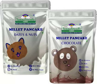 TummyFriendly Foods Millet Pancake Mix Combo - Chocolate, Dates, Nuts. HealthyBreakfast Cocoa Powder - Distacart