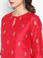 Thumbnail for Janasya Red Poly Silk Kurta With Palazzo and Dupatta - Distacart