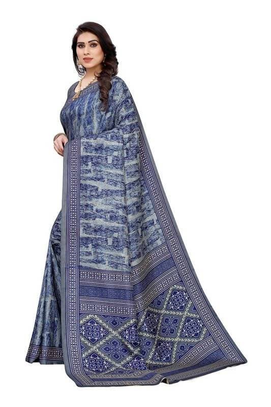 Vamika Printed Blue Crepe Silk Saree (ICE BLUE)