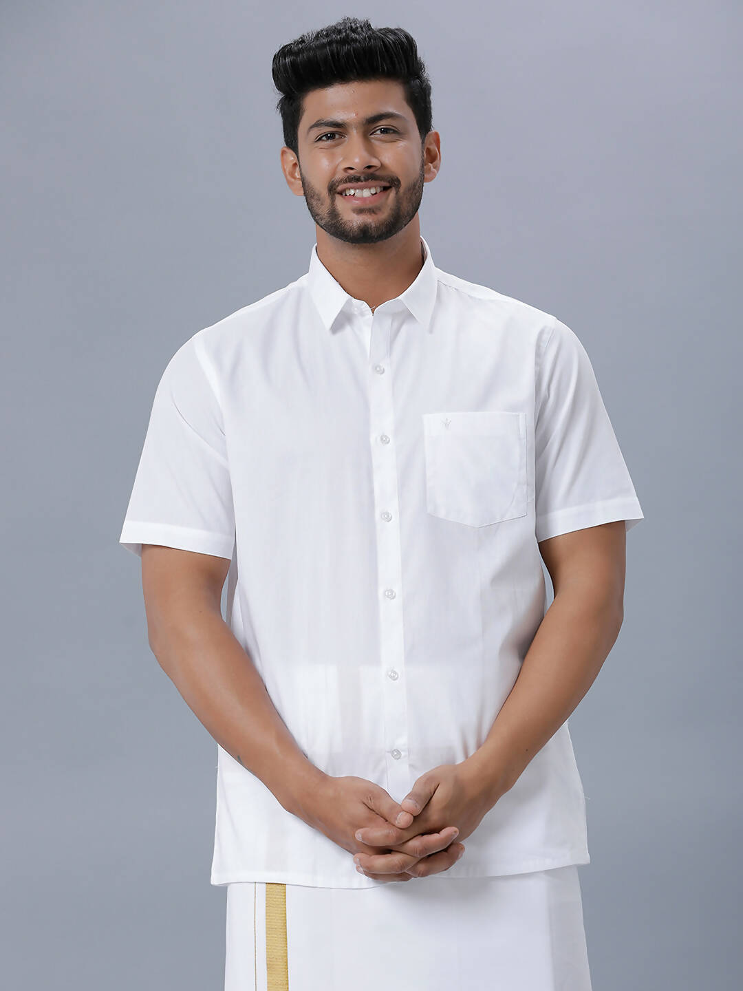 Ramraj Cotton Mens Half Sleeve Formal Poly Cotton White Shirt - Distacart