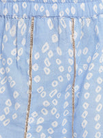 Thumbnail for Blue & White Ready to Wear Lehenga with Blouse for Kids - Bhama - Distacart
