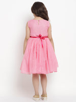 Thumbnail for Girls Pink Layered Flared Dress for Kids - Bhama - Distacart