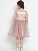 Thumbnail for Girls Peach-Coloured Colourblocked Fit and Flare Dress for Kids - Bhama - Distacart