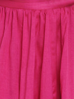 Thumbnail for Girls Green & Fuchsia Solid Ready To Wear Lehenga & Blouse With Dupatta for Kids - Bhama - Distacart