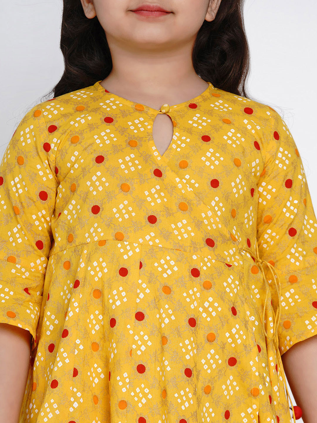 Girls Yellow & Red Printed Kurta With Palazzos for Kids - Bhama - Distacart