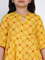 Thumbnail for Girls Yellow & Red Printed Kurta With Palazzos for Kids - Bhama - Distacart