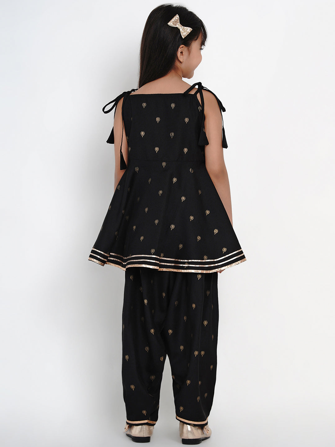 Girls Black Printed Kurti with Salwar for Kids - Bhama - Distacart