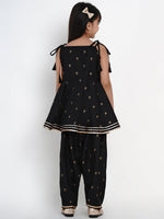 Thumbnail for Girls Black Printed Kurti with Salwar for Kids - Bhama - Distacart