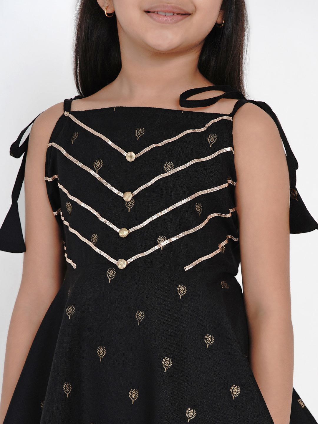 Girls Black Printed Kurti with Salwar for Kids - Bhama - Distacart