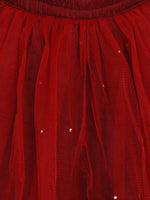 Thumbnail for Girls Maroon & Gold-Toned Embroidered Ready to Wear Lehenga Choli for Kids - Bhama - Distacart