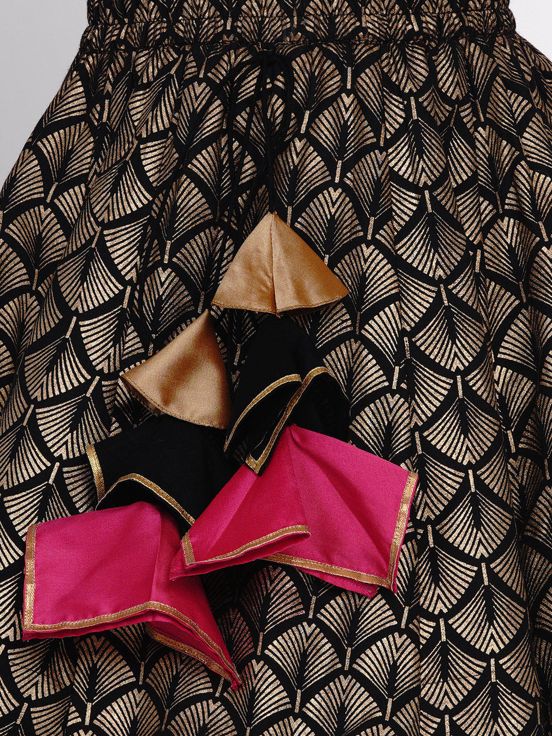 Girls Pink & Black Printed Ready to Wear Lehenga & Blouse for Kids - Bhama - Distacart