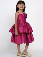 Thumbnail for Fuchsia Jacquard Midi Dress for Kids - Bhama - Distacart