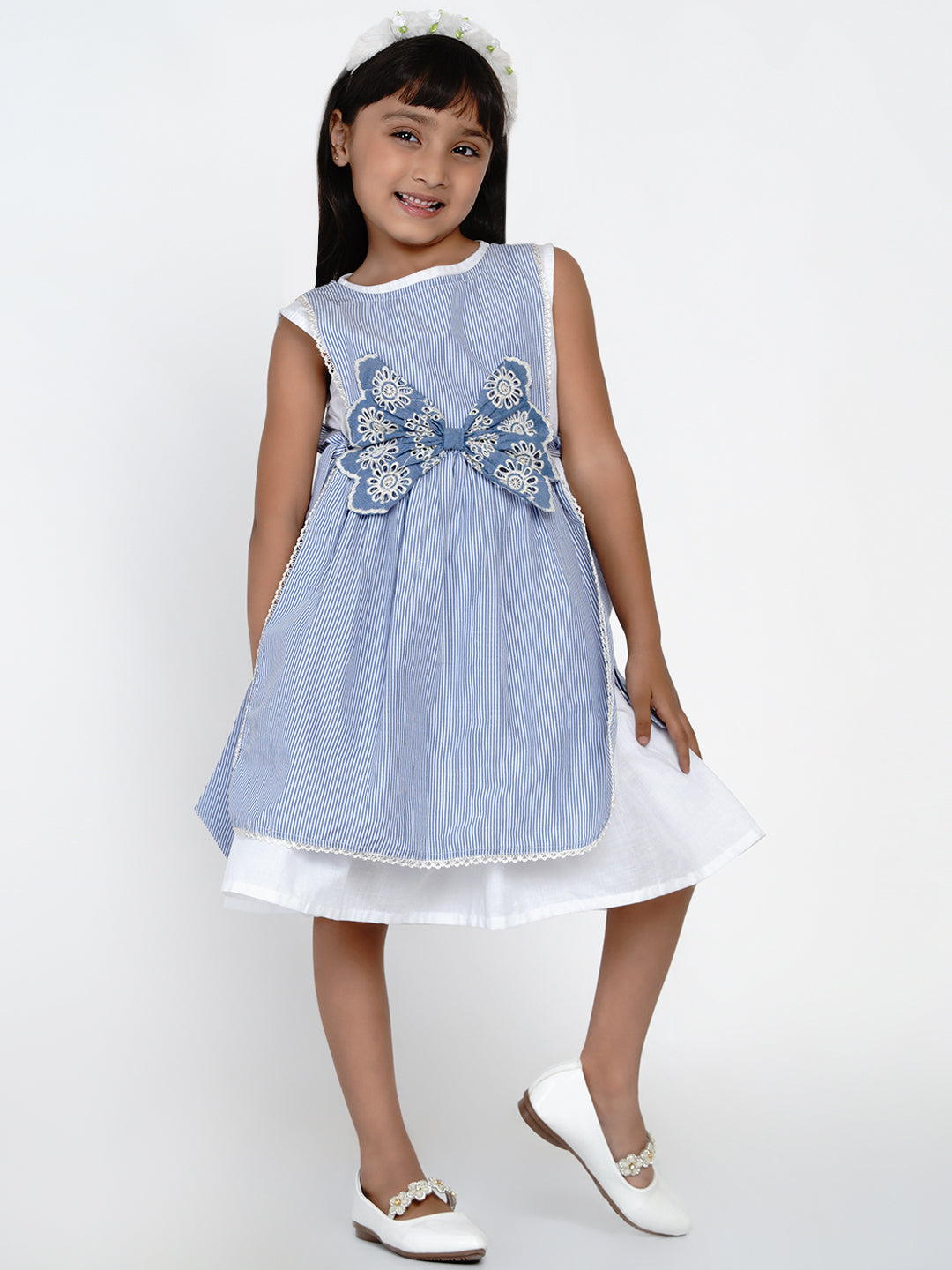 Blue Stripe Dress for Kids - Bhama - Distacart