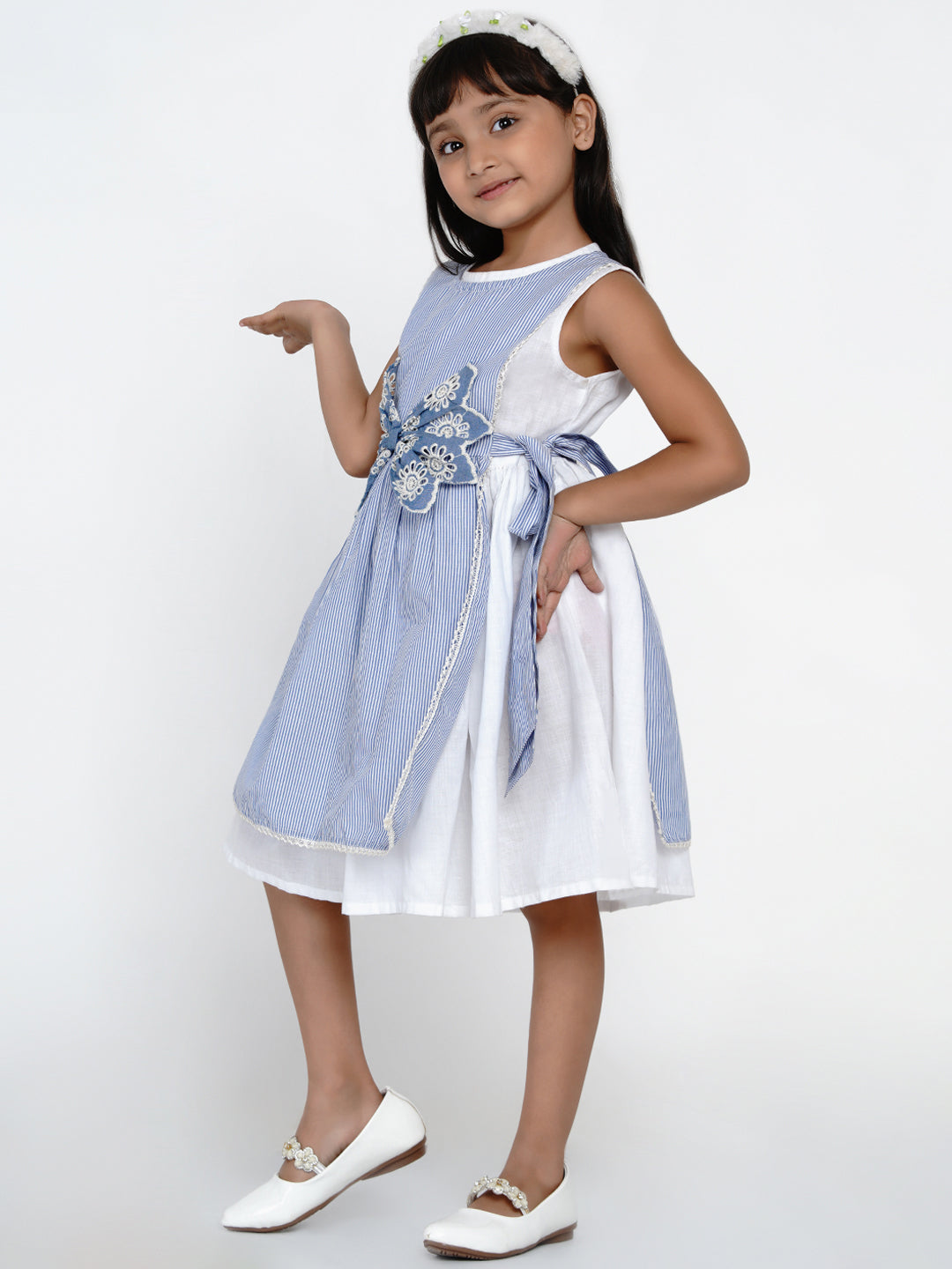 Blue Stripe Dress for Kids - Bhama - Distacart