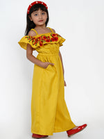 Thumbnail for Mustard Embroidered Jumpsuit for Kids - Bhama - Distacart