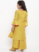 Thumbnail for Girls Yellow Embroidered Kurti with Skirt for Kids - Bhama - Distacart
