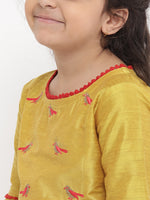 Thumbnail for Girls Yellow Embroidered Kurti with Skirt for Kids - Bhama - Distacart