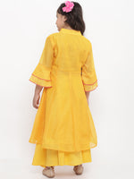 Thumbnail for Girls Yellow Printed Kurta With Palazzos for Kids - Bhama - Distacart