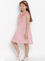 Thumbnail for Girls Pink Striped A-Line Dress for Kids - Bhama - Distacart
