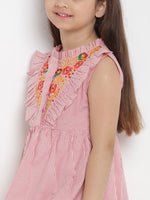 Thumbnail for Girls Pink Striped A-Line Dress for Kids - Bhama - Distacart
