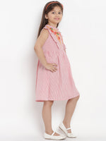 Thumbnail for Girls Pink Striped A-Line Dress for Kids - Bhama - Distacart