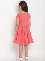 Thumbnail for Girls Peach-Coloured Printed A-Line Dress for Kids - Bhama - Distacart