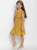 Thumbnail for Girls Mustard Empire Dress for Kids - Bhama - Distacart
