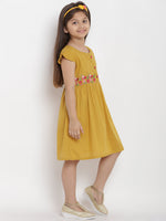 Thumbnail for Girls Mustard Empire Dress for Kids - Bhama - Distacart