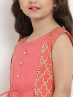 Thumbnail for Girls Peach-Coloured Fit And Flare Dress for Kids - Bhama - Distacart