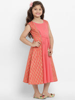 Thumbnail for Girls Peach-Coloured Fit And Flare Dress for Kids - Bhama - Distacart