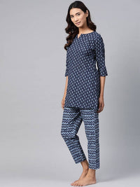 Thumbnail for Anubhutee Blue Pure Cotton Printed Night suit - Distacart
