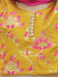 Thumbnail for NOZ2TOZ Kids Girls Ethic Traditional Indian Festive Jacquard Choli Lehenga Choli with Dupatta - Yellow - Distacart