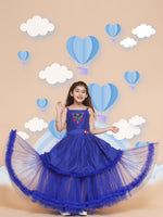 Thumbnail for Girls Floral Embroidered Satin Fit & Flare Dress for Kids - Bhama - Distacart